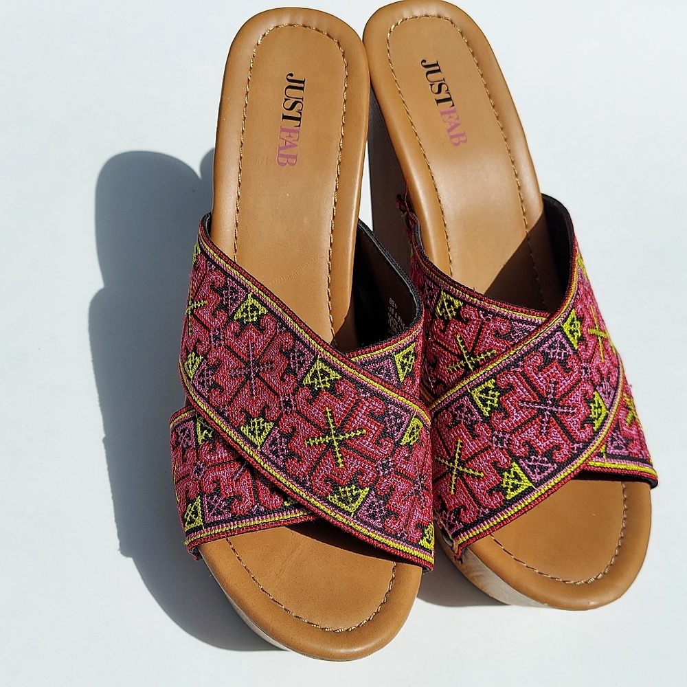 Just Fab Wedge High Heel Sandals Size 8.5